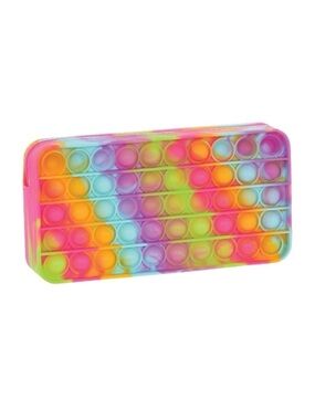 4/$25 Iscream Rainbow Tie Dye Pop It Popper Pencil Case Fidget Zip Pouch